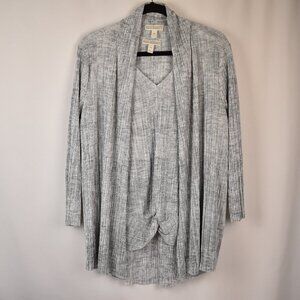 Dana Buchman NWT Silver and Grey Textured Blouse & Cardigan Set Size X-Large